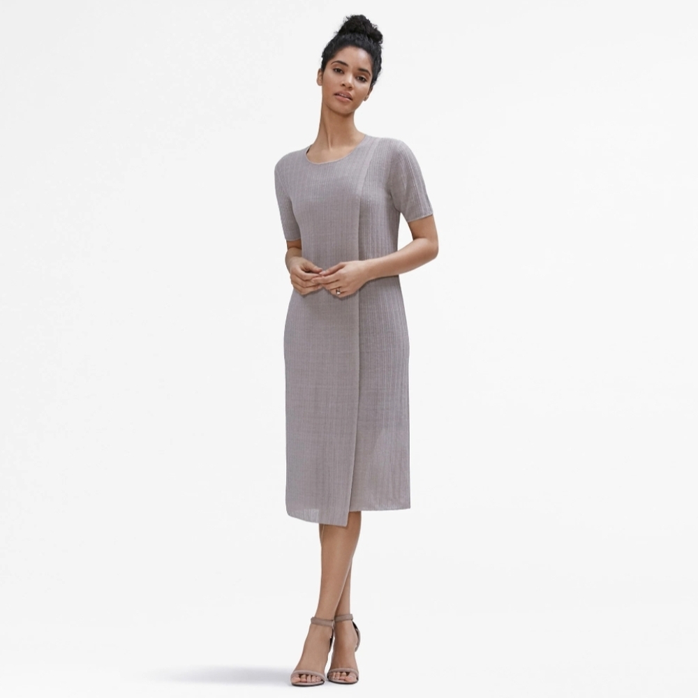MM Lafleur Textured Short Sleeve Faux Wrap Dress